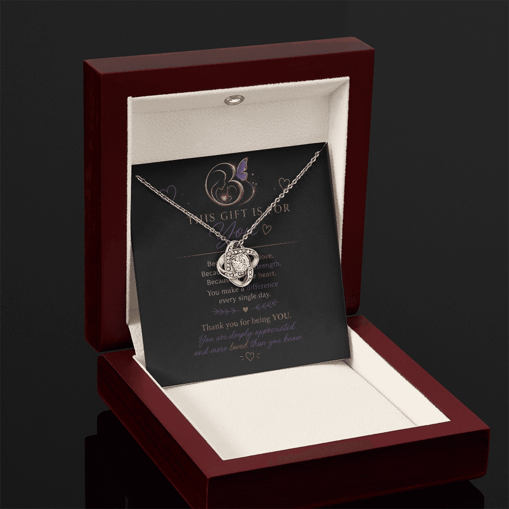 14K white gold Eternal Hope Necklace presented inside an open premium gift box